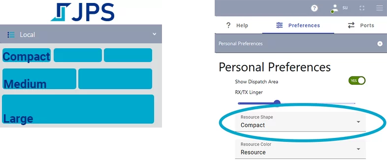 Preferences panel adjusts size/shape